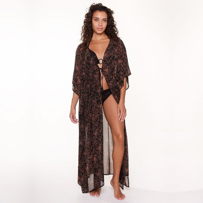 Kimono plage dentelle noir shop