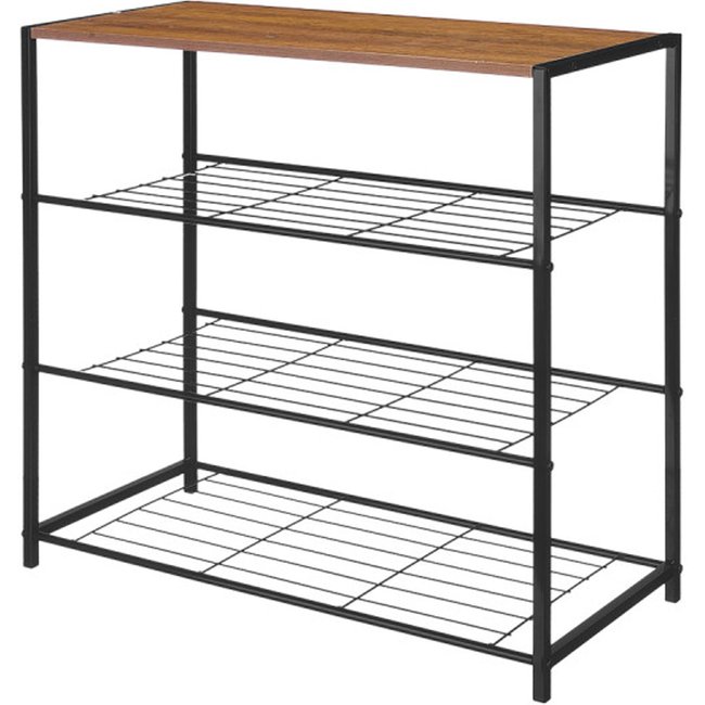 Étagère à chaussures en bois et métal noir 62.5x30x63.5cm Couleur bois <span itemprop=