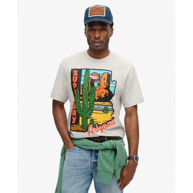 T-shirt à motif Travel Postcard gris glacier chiné <span itemprop=