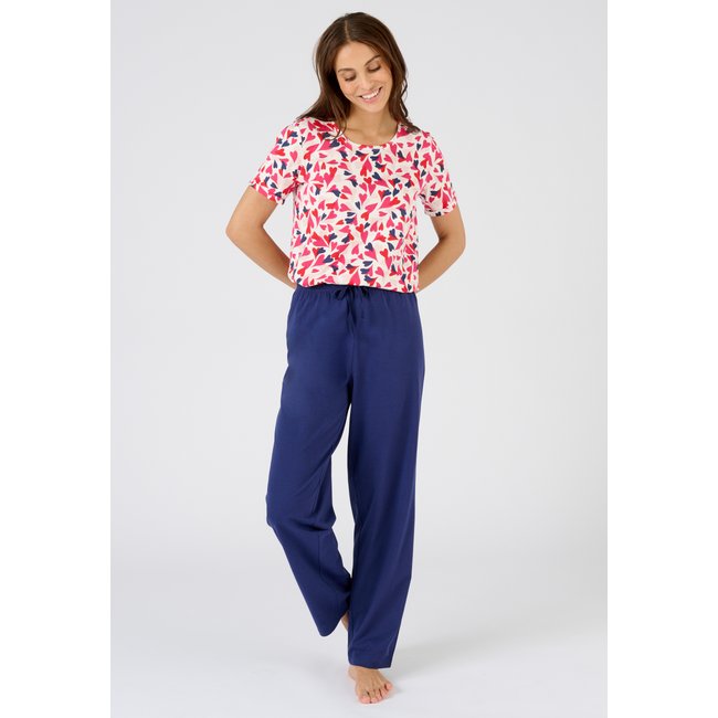 T-shirt de pyjama pur coton peigné blanc ecru imp. <span itemprop=