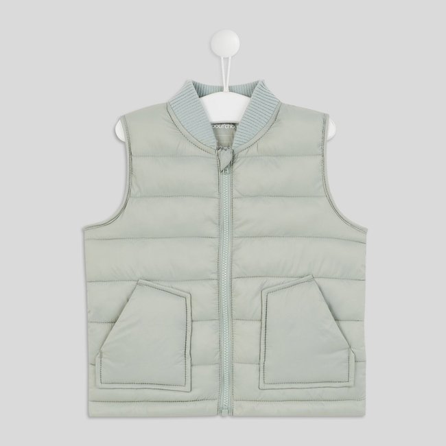 Doudoune sans manches unie avec doublure en polyester recyclé sauge <span itemprop=