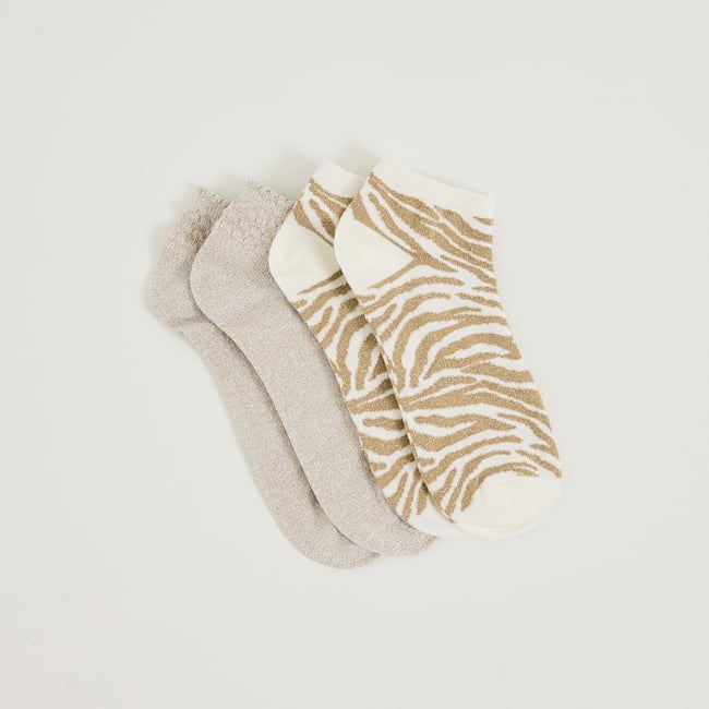 Lot de 2 paires de socquettes blanc cassé ecru <span itemprop=