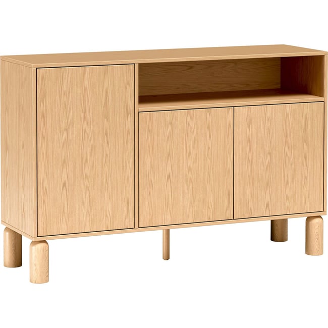 Buffet 3 portes avec niche SANDEN Couleur décor chêne bookmatch <span itemprop=