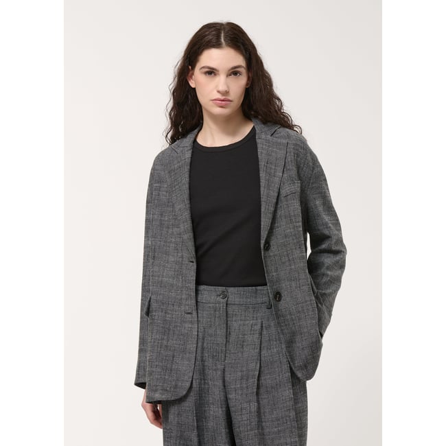 Veste tailleur oversize charbon <span itemprop=