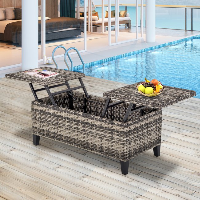 Table basse relevable de jardin résine tressée - OUTSUNNY