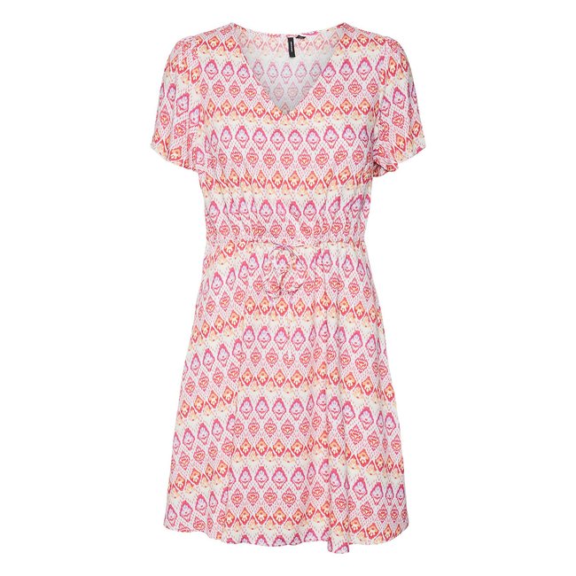 Vestido curto, para atar rosa/laranja <span itemprop=