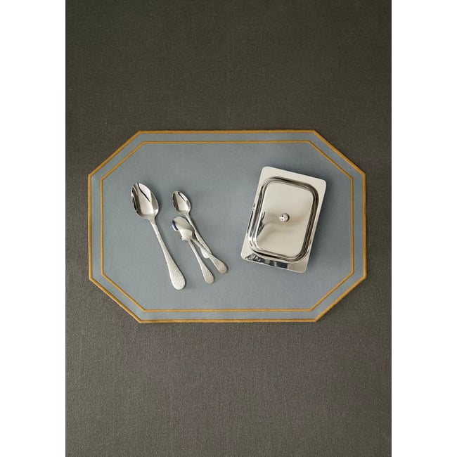 Set de table en coton enduit de résine liseré brodé 35 x 50 cm - MANGO HOME