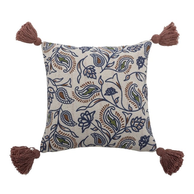 Coussin décoratif salon motif Paisley rayures multicolore <span itemprop=