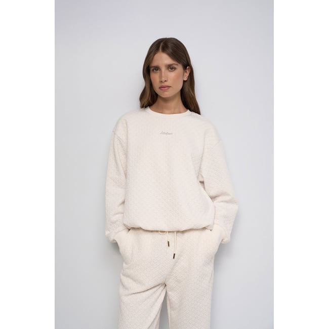 SWEATSHIRT EN JACQUARD ET Fil textile beige <span itemprop=