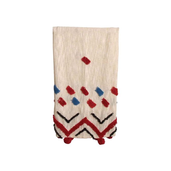Plaid à pompons en coton tufté multicolour <span itemprop=