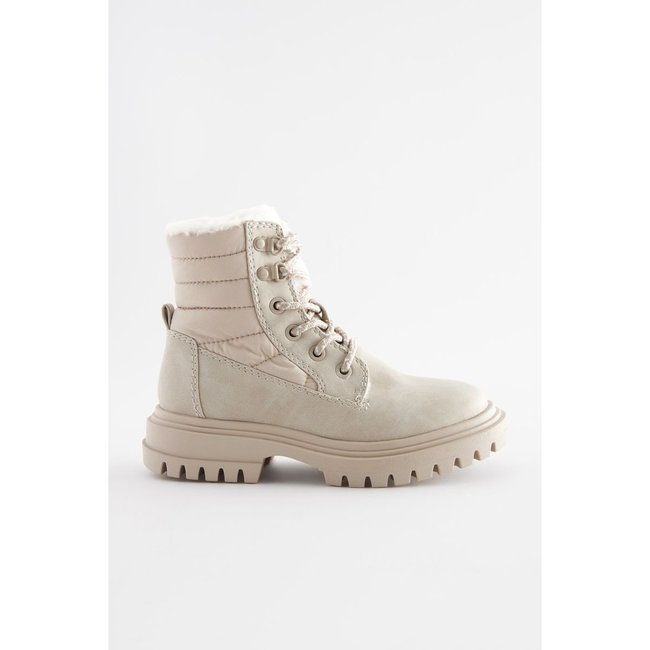 Bottines matelassées à lacets naturel <span itemprop=