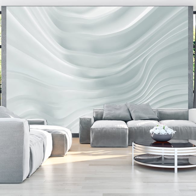 Papier peint intissé panoramique Waving White Couleur blanc <span itemprop=