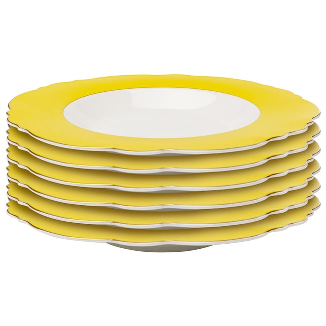 Lot de 6 assiettes creuses, HARLEQUIN Couleur jaune <span itemprop=