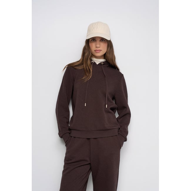HOODIE EN JACQUARD marron <span itemprop=