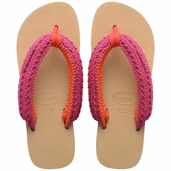 Tong compensées Top High Chuncky Boho beige/rose <span itemprop=
