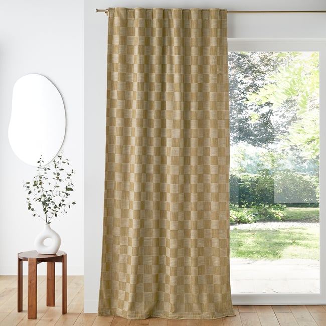 Rideau effet chenille jacquard, Domeo  olive <span itemprop=