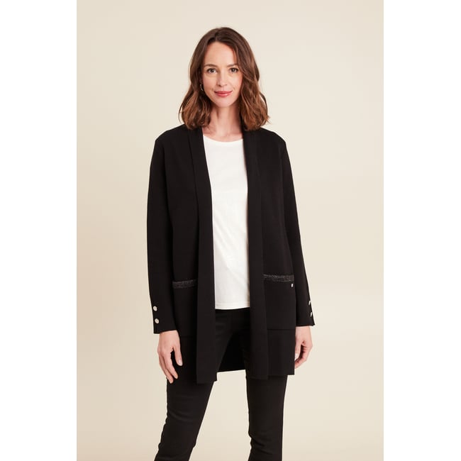 Gilet col châle noir <span itemprop=