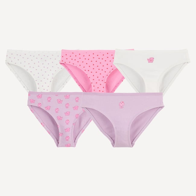 Lot de 5 culottes, motifs étoiles et chiens assortis <span itemprop=