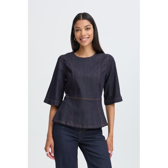 Manches à moitié bleu dark blue denim <span itemprop=