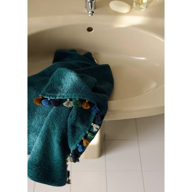 Serviette de douche enfant coton pompons multicolores - MANGO HOME