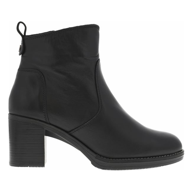 Boots en cuir noires à talon décroché moyen avec une trépointe cousue noires <span itemprop=