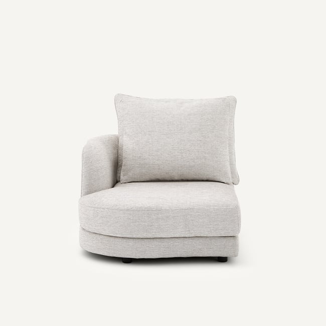 Demi-canapé gauche, arrondi, modulable en coton recyclé, TIBERIO Couleur gris moyen <span itemprop=