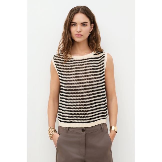 Pull droit col rond PULL MPAQUITA creme <span itemprop=