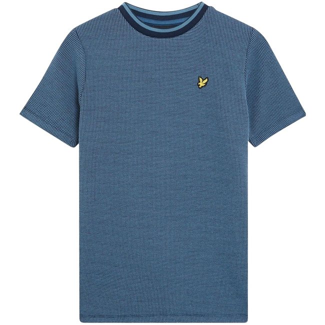 T-shirt manches courtes motif/style quadrillage bleu marine <span itemprop=