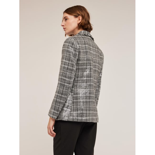 Veste Biker Tweed Effilochée AFTER PANT'S, Manches Cuir D'agneau, Taille 36 - Occasion TBEG