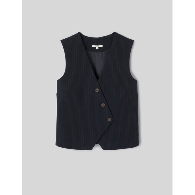 Gilet rayures sans manches bleu foncé <span itemprop=