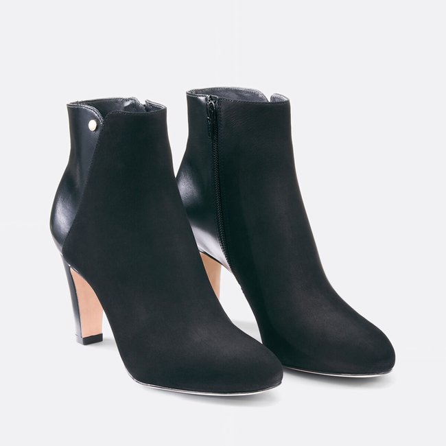 Bottines à talons Walimas, cuir noir <span itemprop=