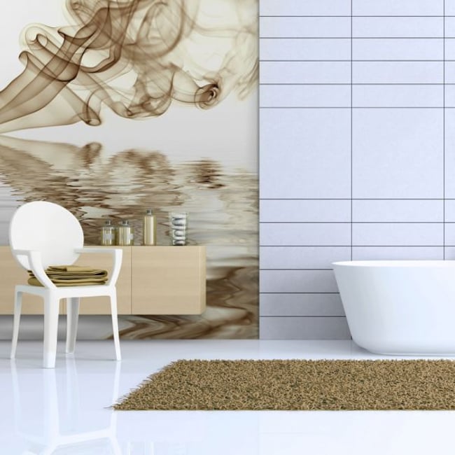 Papier peint intissé panoramique Abstractions Smoke curls Couleur blanc <span itemprop=