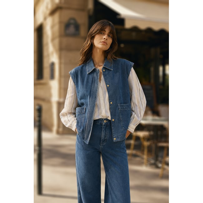 Veste col chemise imprimé jacquard VAYA 93-double wash <span itemprop=