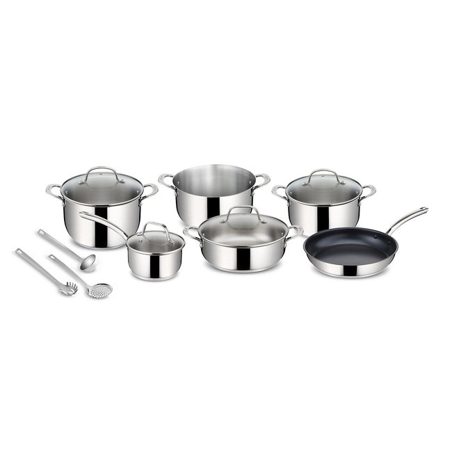Batterie de cuisine 13 pièces Evelia inox <span itemprop=