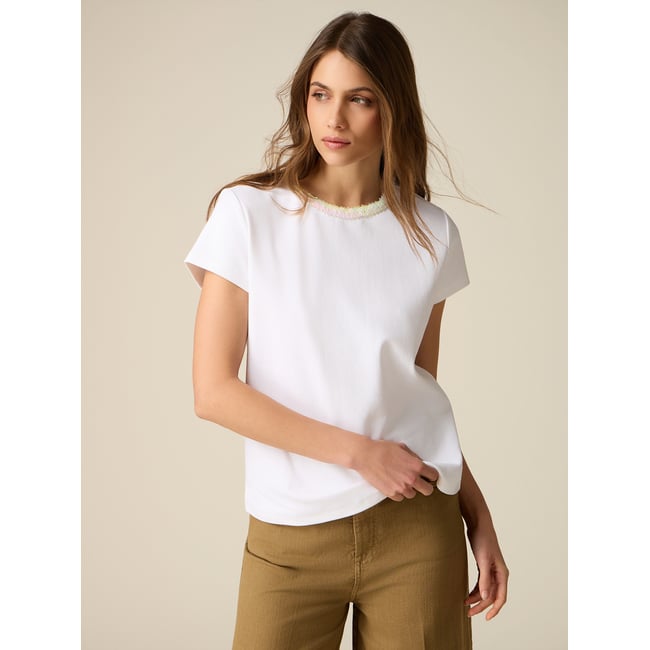 T-shirt avec détail paillettes blanc <span itemprop=