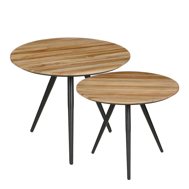 Lot de 2 tables d'appoint Ø50 cm JAILEY Couleur brun <span itemprop=