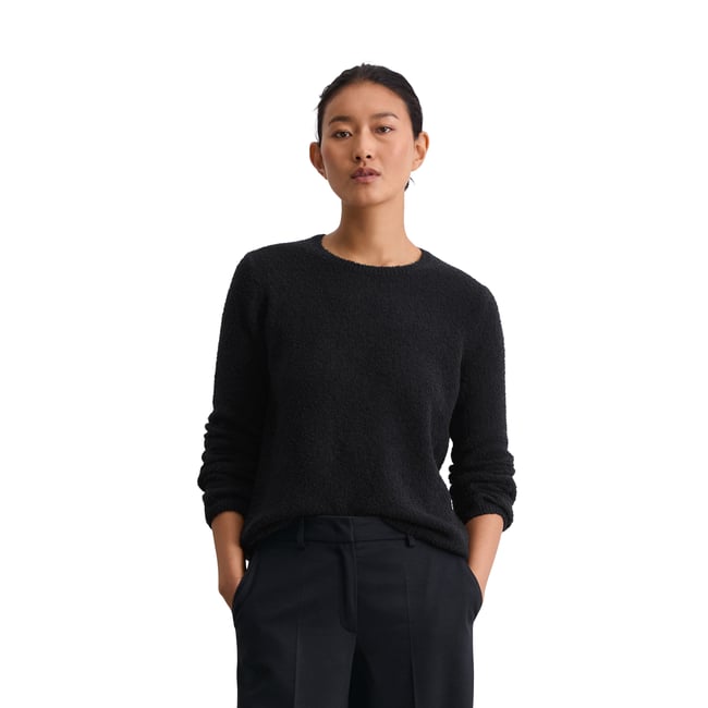 Pull en tricot regular en fil bouclé bleu foncé <span itemprop=
