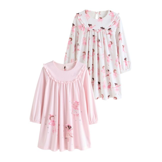 Chemises de nuit, lot 2 ballerine blanche/rose <span itemprop=
