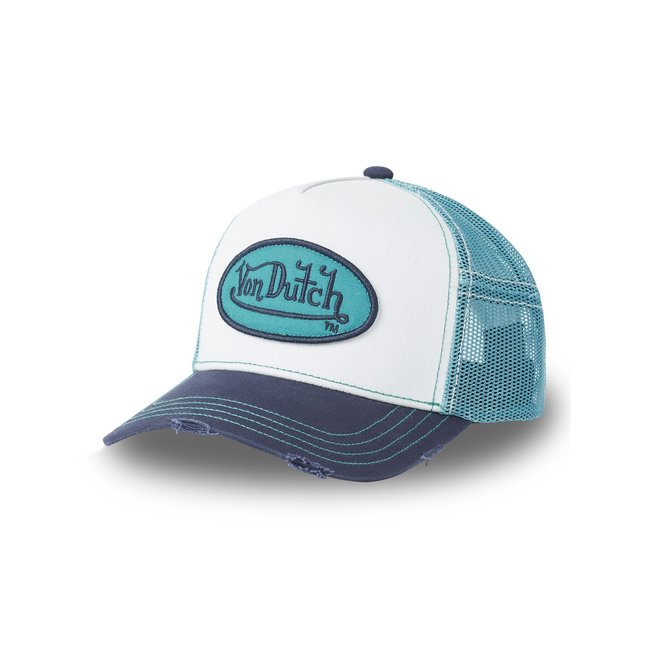 Casquette Trucker avec filet Camouflage bleu/blanc/turquoise <span itemprop=