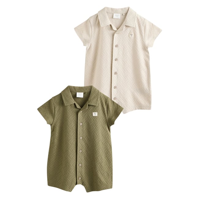 Barboteuse bébé, lot de 2 neutre/kaki <span itemprop=