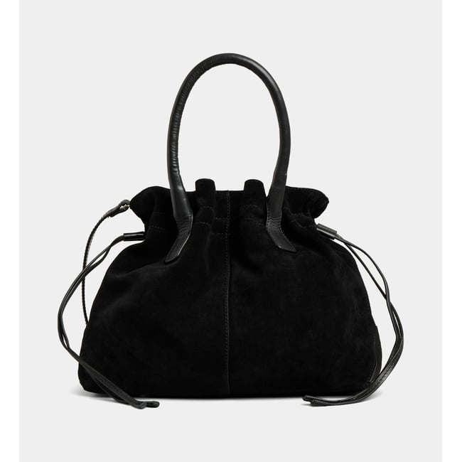 Sac cabas cameron en cuir et suède noir <span itemprop=