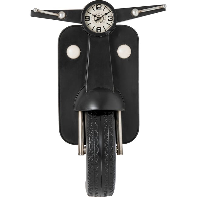 Horloge murale en métal esprit scooter Couleur noir <span itemprop=