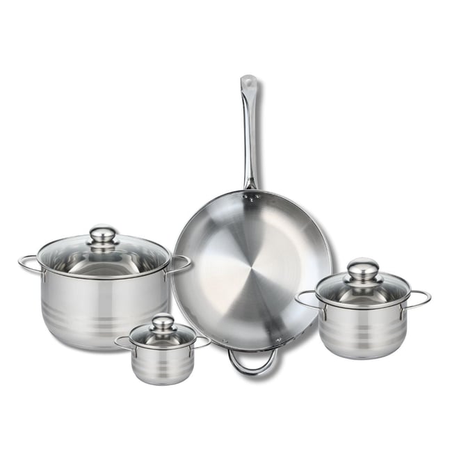 Batterie 1 poêle 32cm + 3 faitouts 12/16/24cm PROFI BRILLANT gris <span itemprop=
