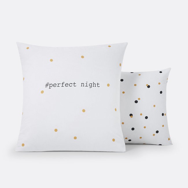 Perfect Night Spotted 100% Cotton Pillowcase white/black/gold-coloured LA REDOUTE INTERIEURS