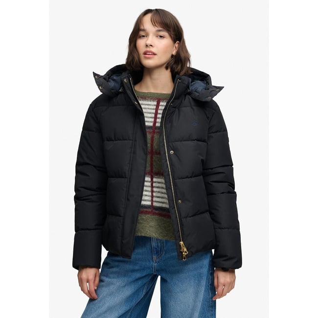 Piumino con cappuccio Premium nero  SUPERDRY