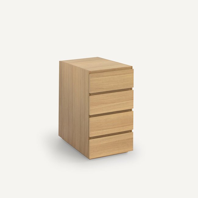 Caisson 4 tiroirs plaqué chêne, Working Couleur chêne naturel <span itemprop=