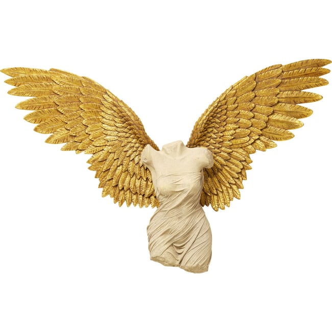 Déco murale buste femme ailes Couleur or <span itemprop=