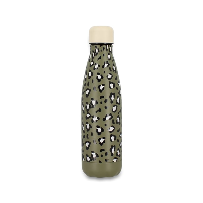 Bouteille 500ml en acier inoxydable, LEOPARD Couleur vert <span itemprop=