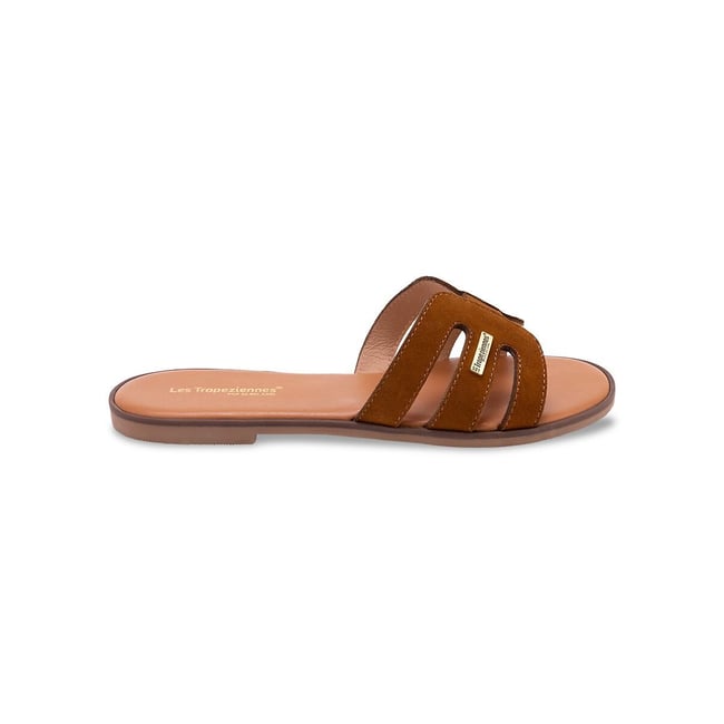 Mules en cuir suède Hamiga cognac <span itemprop=
