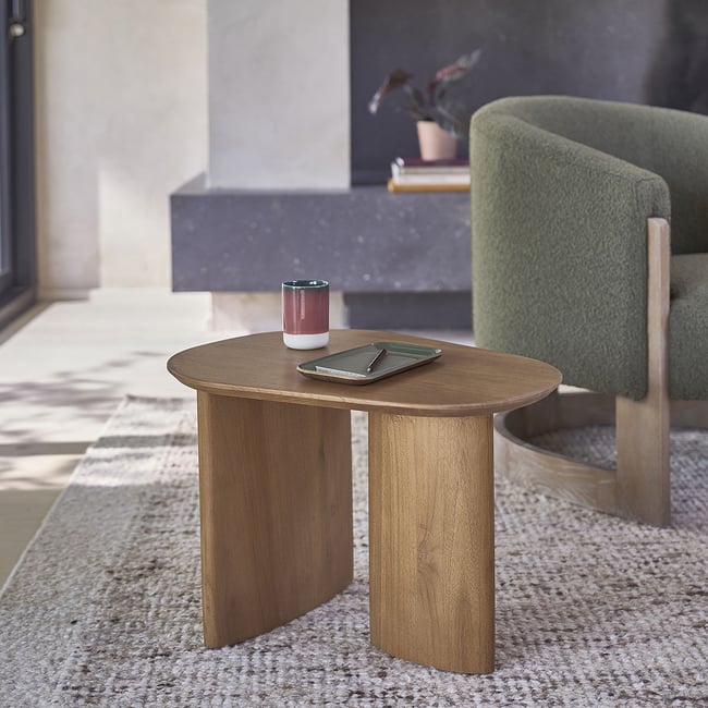 Table d'appoint en teck massif organique  CALMA Couleur naturel <span itemprop=